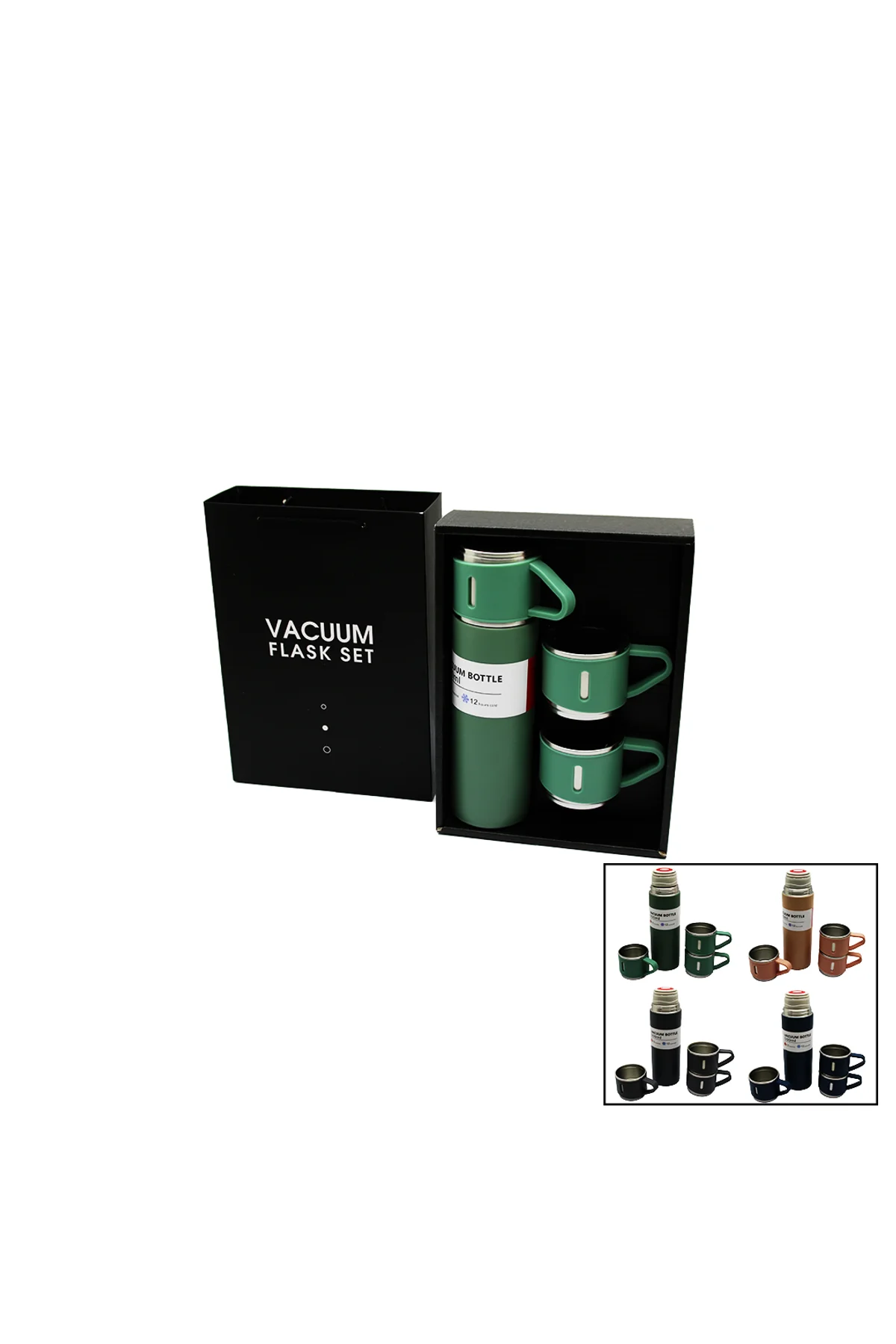 ÇANTALI 500ML 3 PARÇA BARDAKLI ÇELİK TERMOS SETİ