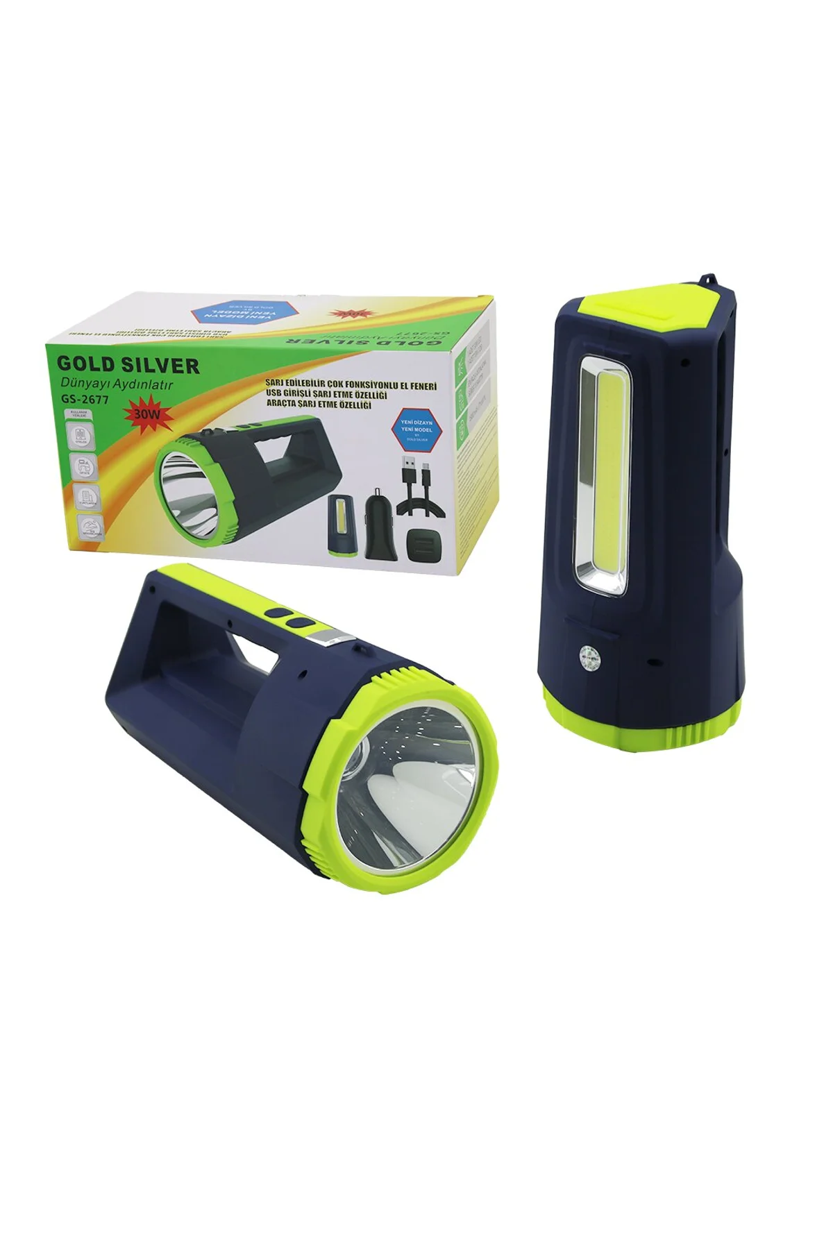2İN1 30W - 10W COB LED USB - OTO ŞARJLI EL FENERİ PROJEKTÖR - Just Cheap Store Görsel 2