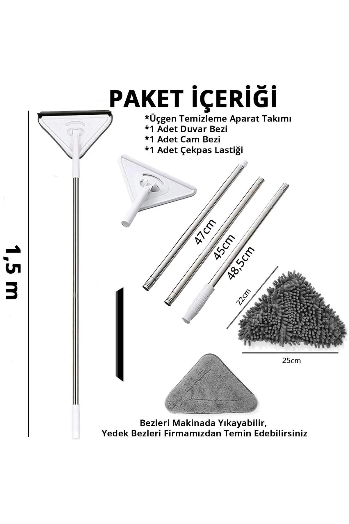 Üçgen Mop Cam Duvar Tavan Fayans Parke Temizleyici Mop - Just Cheap Store Görsel 5
