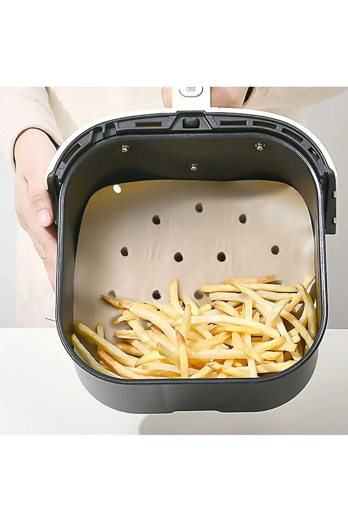 250 Adet Air Fryer Pişirme Kağıdı Tek Kullanımlık Hava Fritöz Yağ Geçirmez Yapışmaz Gıda Pişirme Kağ - Just Cheap Store Görsel 3