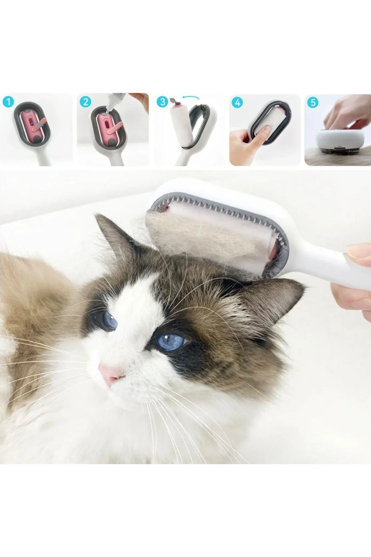 Su Hazneli Kedi ve Köpek Tüyü Toplamama Fırçası Su Hazneli Pet Tarağı - Just Cheap Store Görsel 3