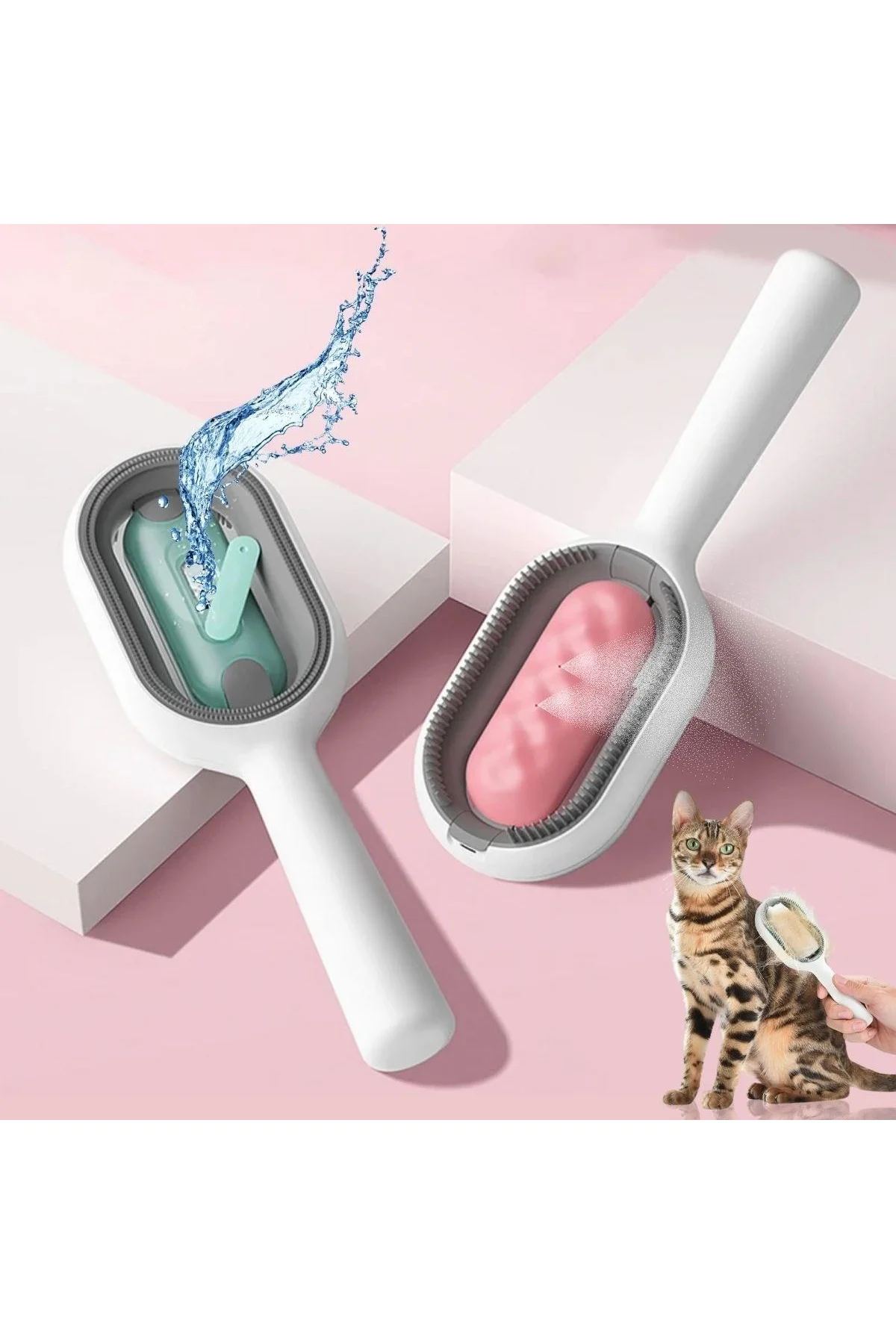Su Hazneli Kedi ve Köpek Tüyü Toplamama Fırçası Su Hazneli Pet Tarağı - Just Cheap Store Görsel 2