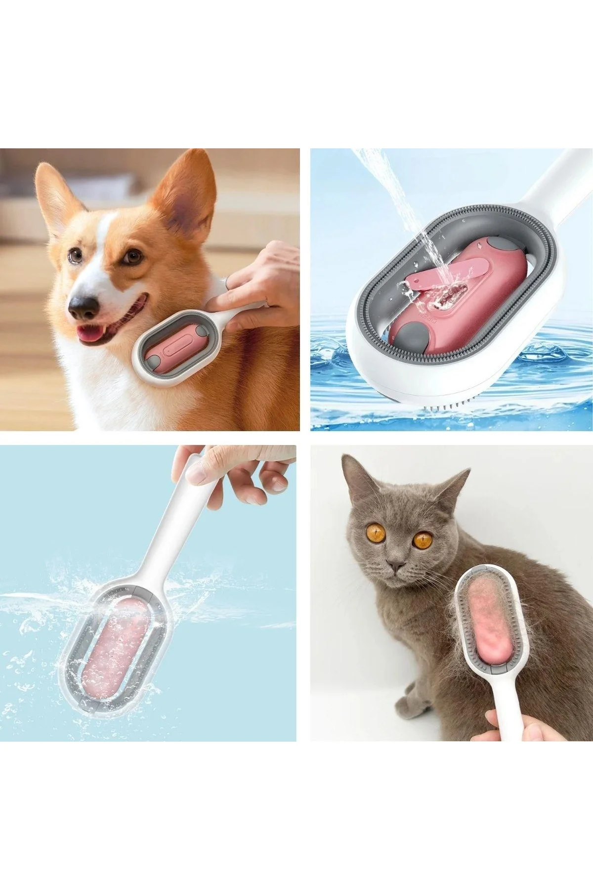 Su Hazneli Kedi ve Köpek Tüyü Toplamama Fırçası Su Hazneli Pet Tarağı - Just Cheap Store Görsel 5