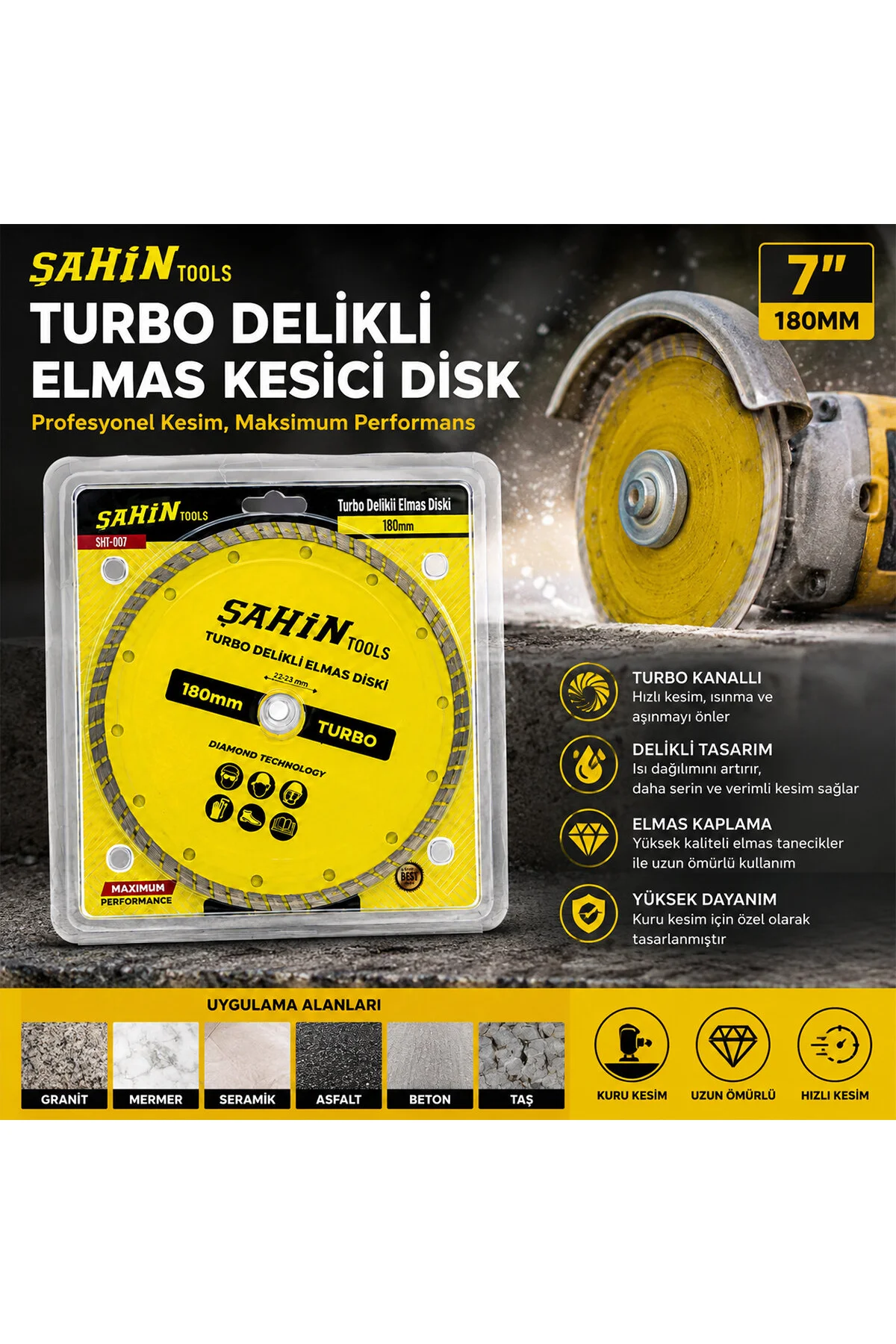 7 inç - 180MM MERMER KESİCİ DİSK TY-157 - Just Cheap Store Görsel 2