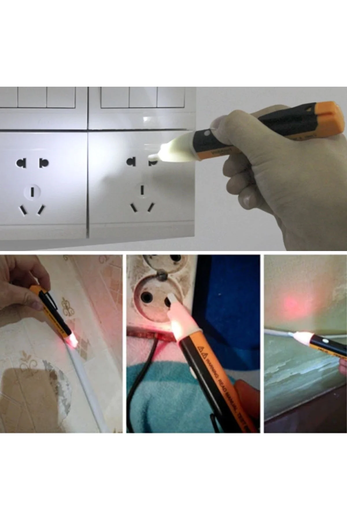 Elektrik Kaçak Dijital Kontrol Kalemi Cihazı -Dedektörlü Temassız Işıklı Kablo Voltaj Test (4741) - Just Cheap Store Görsel 3