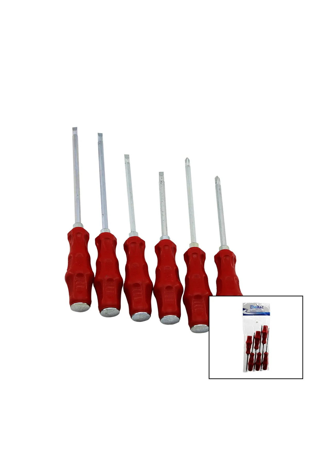 PVC AMBALAJ KIRMIZI - PLASTİK SAPLI DARBELİ 6LI SET ÇİFT TARAFLI TORNAVİDA TAKIMI