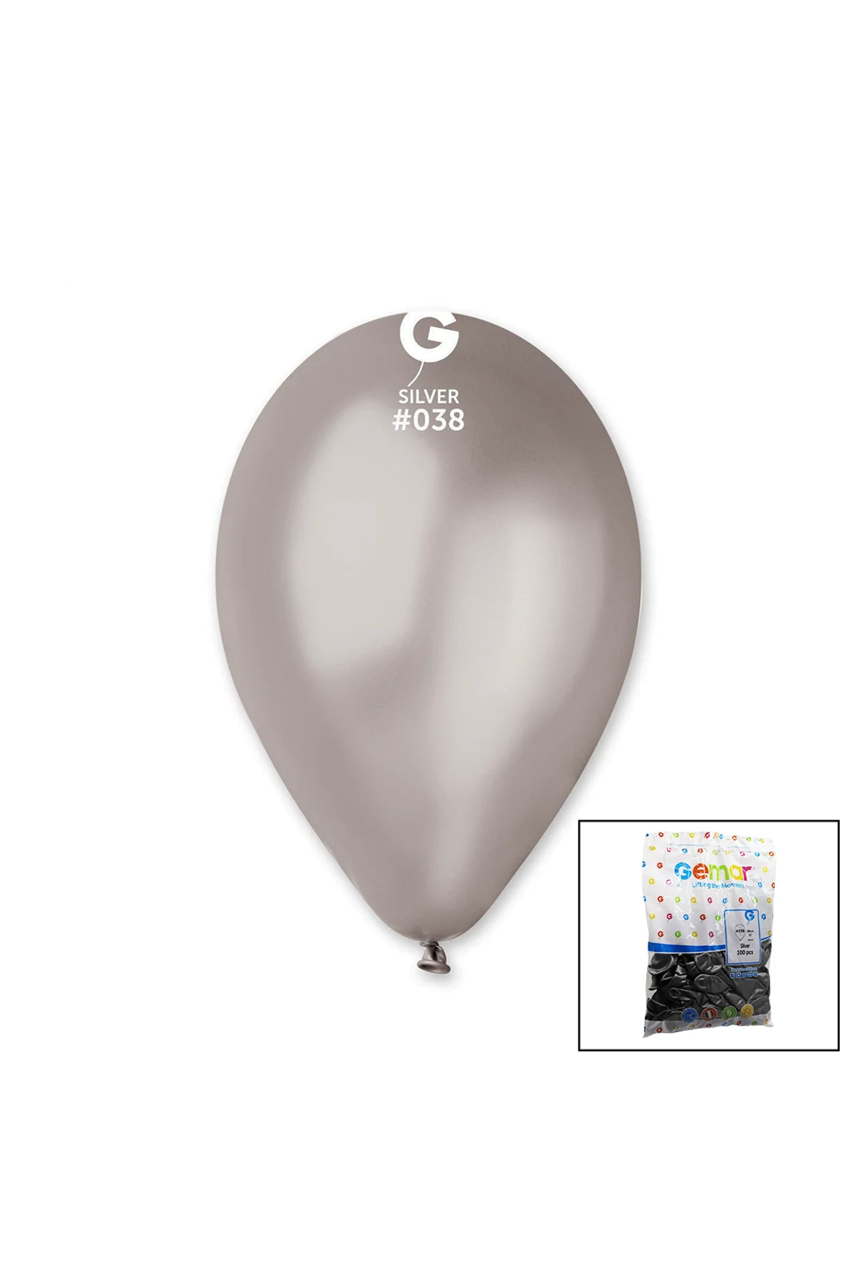 GM-110-38 METALİK - GÜMÜŞ BALON 11&amp;apos;&amp;apos; - 28CM - 100 PARÇA