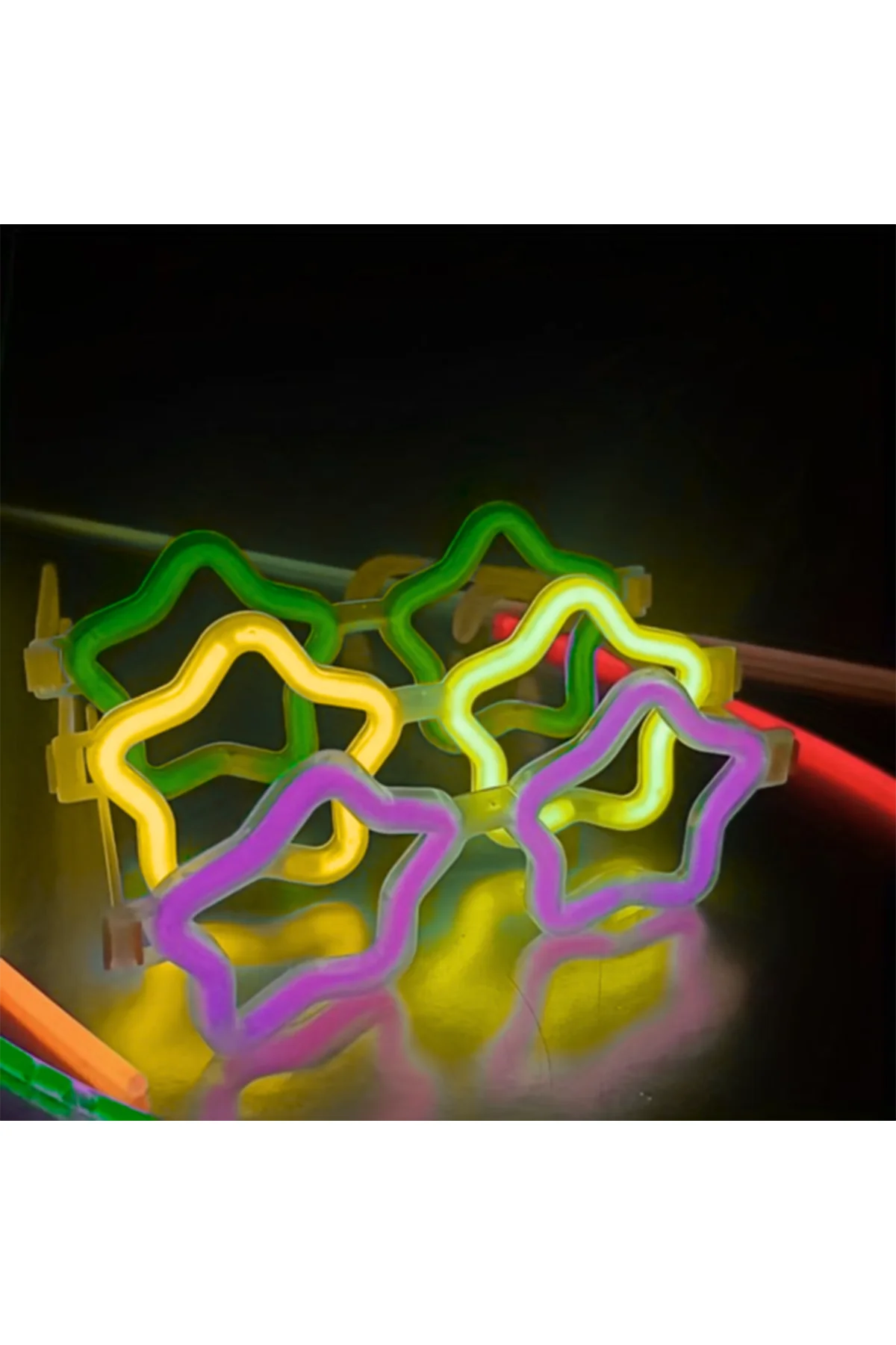 Yıldız Glow Gözlük - Yıldız Şekilli Glow Stick Gözlüğü - Glow Partisi Gözlük 12 Adet - Just Cheap Store Görsel 4