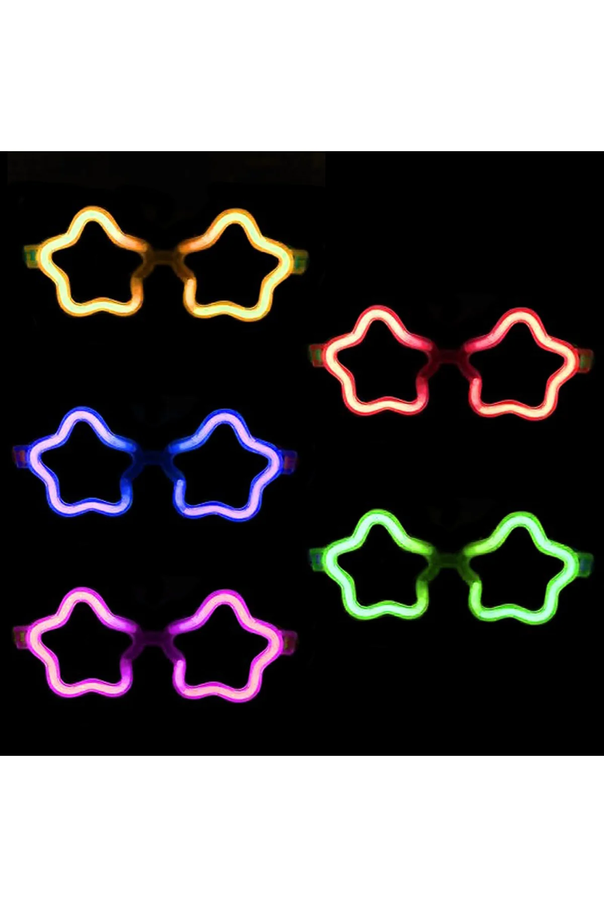 Yıldız Glow Gözlük - Yıldız Şekilli Glow Stick Gözlüğü - Glow Partisi Gözlük 12 Adet - Just Cheap Store Görsel 3