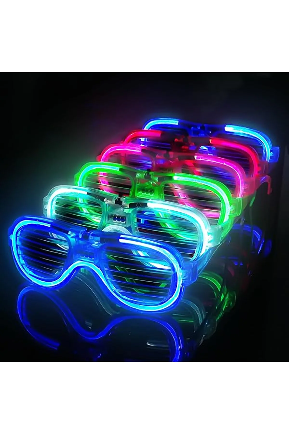 Glow Model 3 Farklı Fonksiyonlu Işıklı Panjur Parti Gözlüğü Karışık Renk 12 Adet - Just Cheap Store Görsel 2