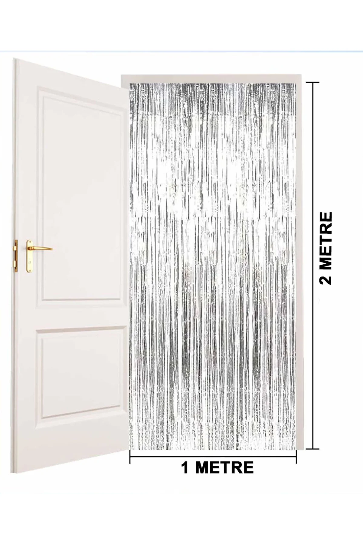 Gümüş Renk Ekstra Metalize Parlak Saçaklı Arka Fon Perde İthal A Kalite 1x2 Metre - Just Cheap Store Görsel 4