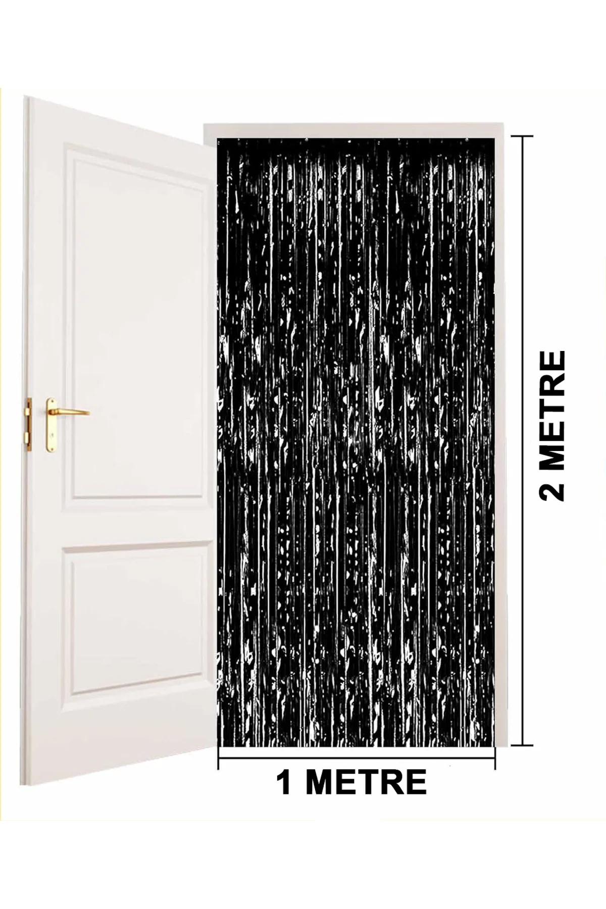 Siyah Renk Ekstra Metalize Parlak Saçaklı Arka Fon Perde İthal A Kalite 1x2 Metre - Just Cheap Store Görsel 4