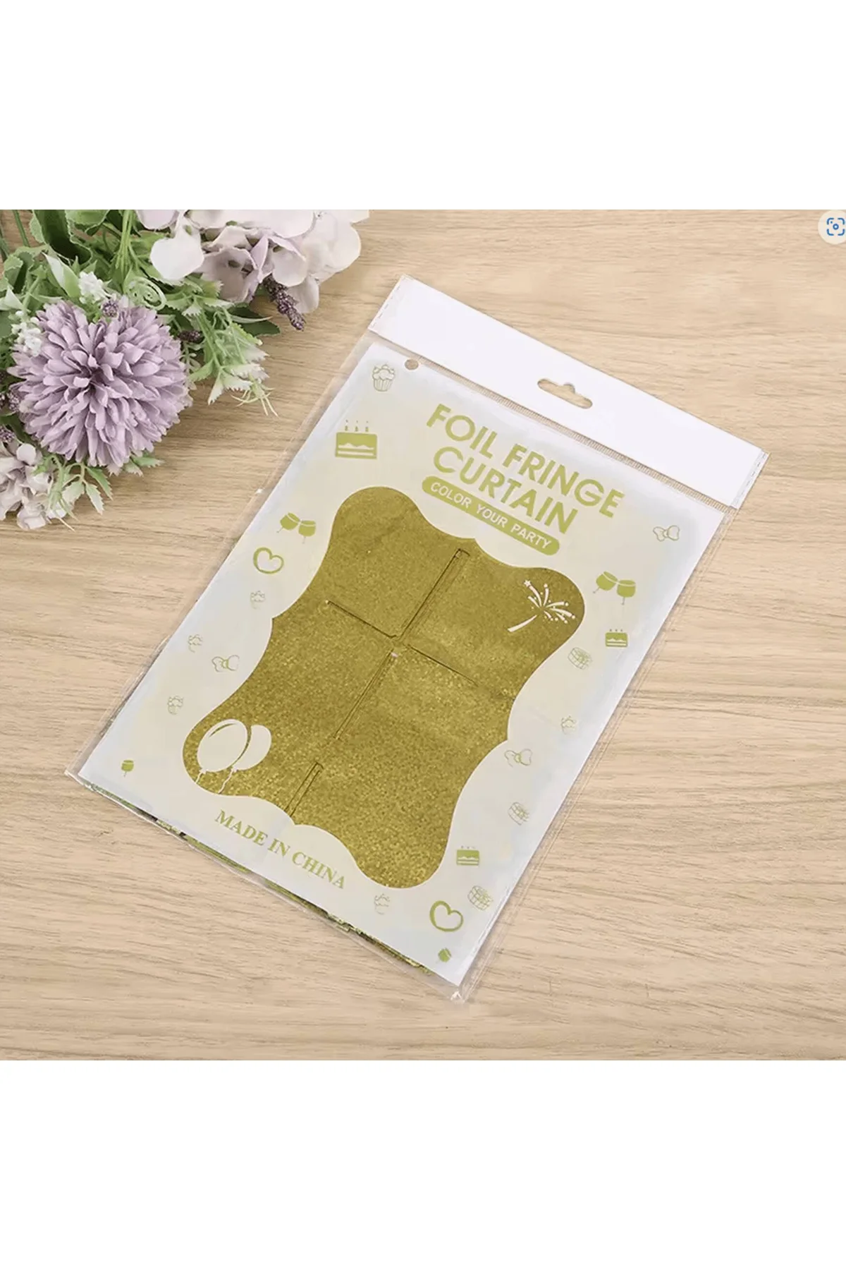 Altın Gold Renk Dikdörtgen Kesim Parlak Sim Görünümlü Fon Perde Dekor 1x2 Metre - Just Cheap Store Görsel 2