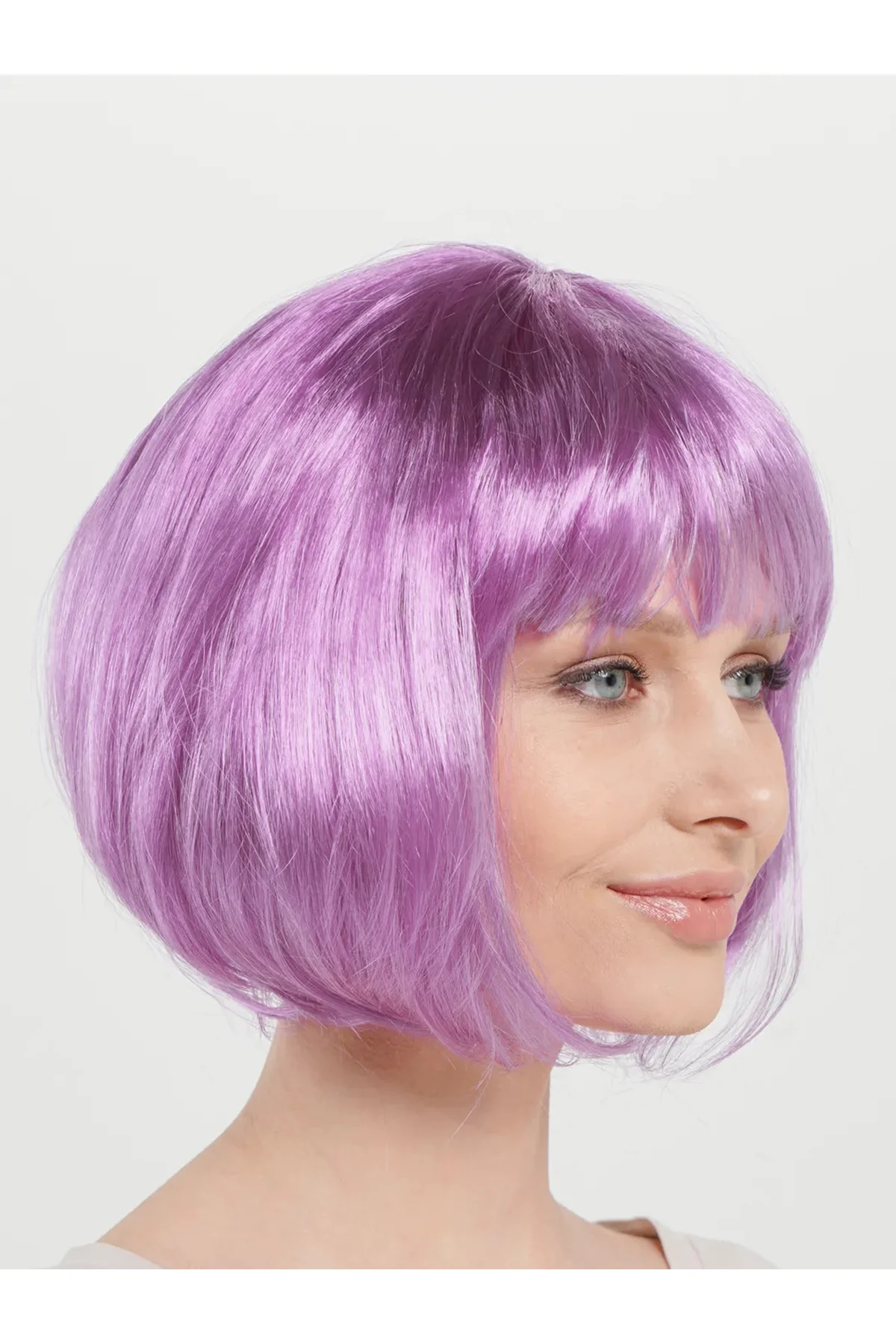 Rose Pembe Renk Düz Kesim Küt Parti Peruğu Kısa Takma Saç - Just Cheap Store Görsel 3