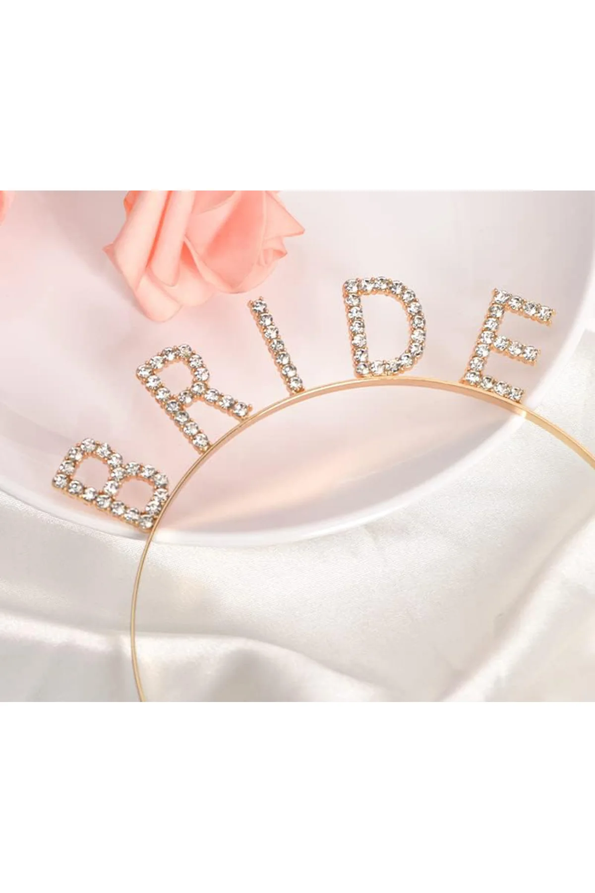 Altın Gold Renk Bekarlığa Veda Kristal Taş Bride Tacı İthal 16x10 cm - Just Cheap Store Görsel 3