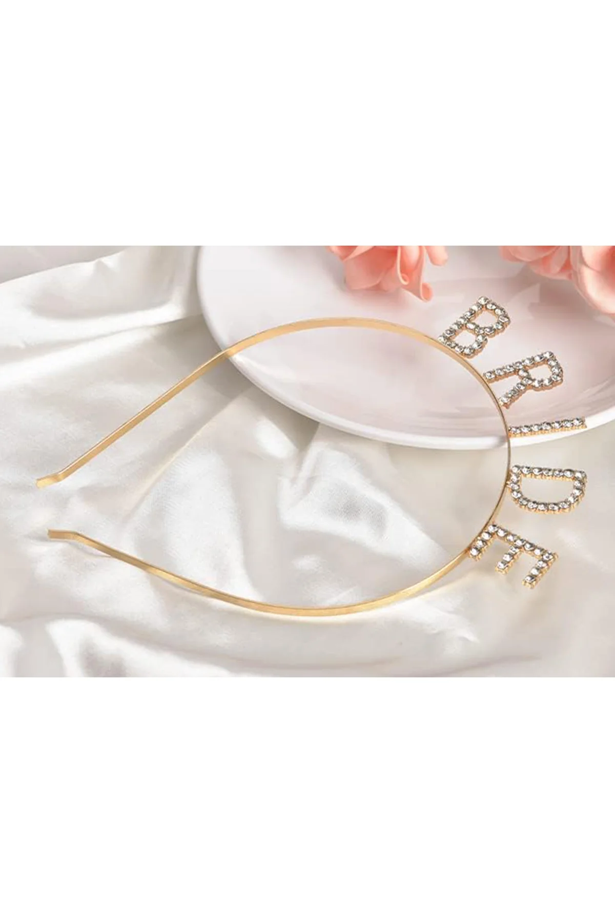 Altın Gold Renk Bekarlığa Veda Kristal Taş Bride Tacı İthal 16x10 cm - Just Cheap Store Görsel 4