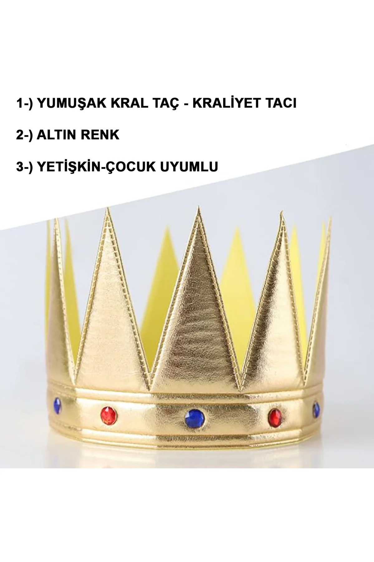 Altın Renk Eva Yumuşak Kral Kraliyet Tacı Yetişkin Çocuk Uyumlu 55 cm - Just Cheap Store Görsel 2