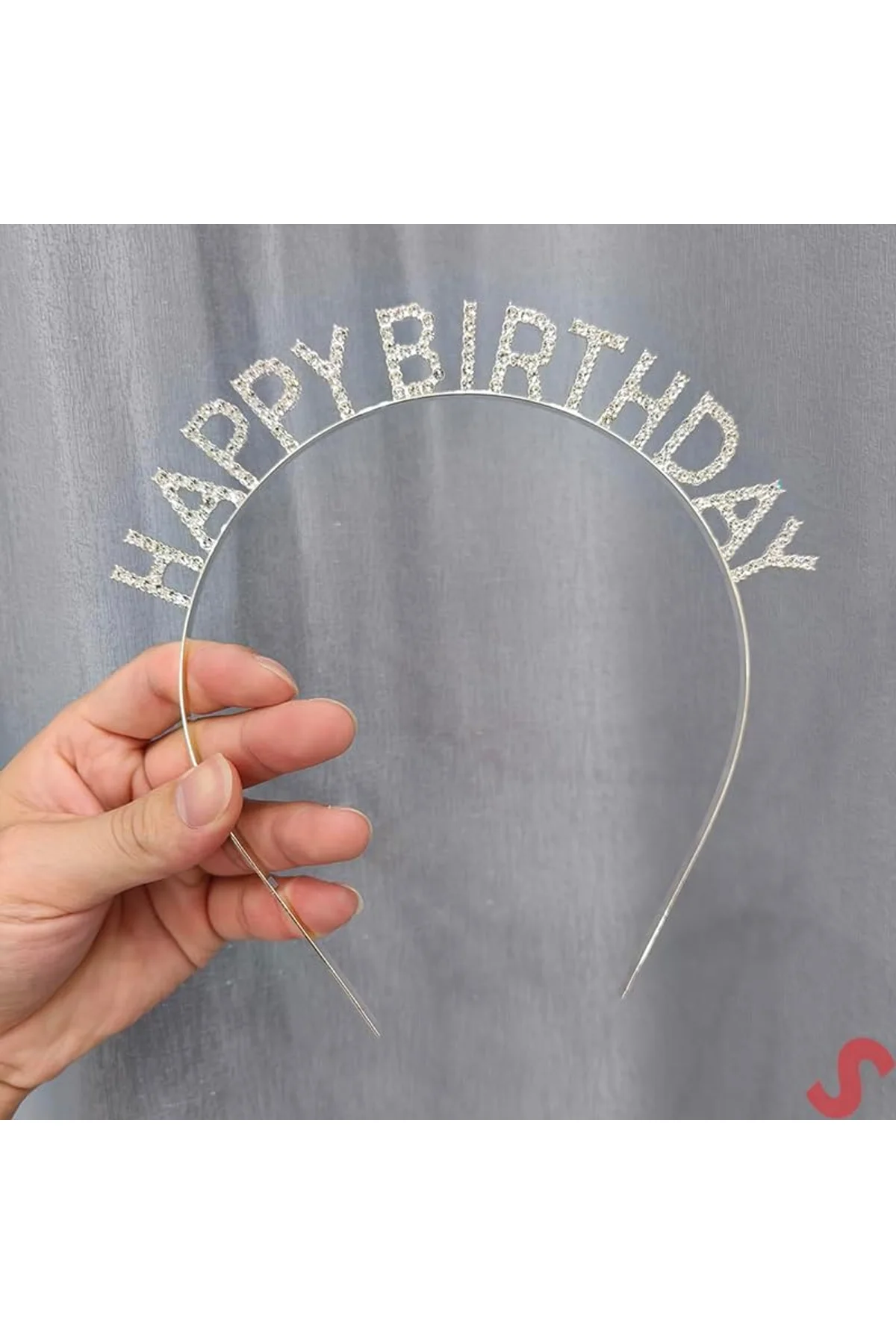 Gümüş Kristal Taşlı Happy Birthday Doğum Günü Tacı İthal Ürün A Kalite 17x16 cm - Just Cheap Store Görsel 4