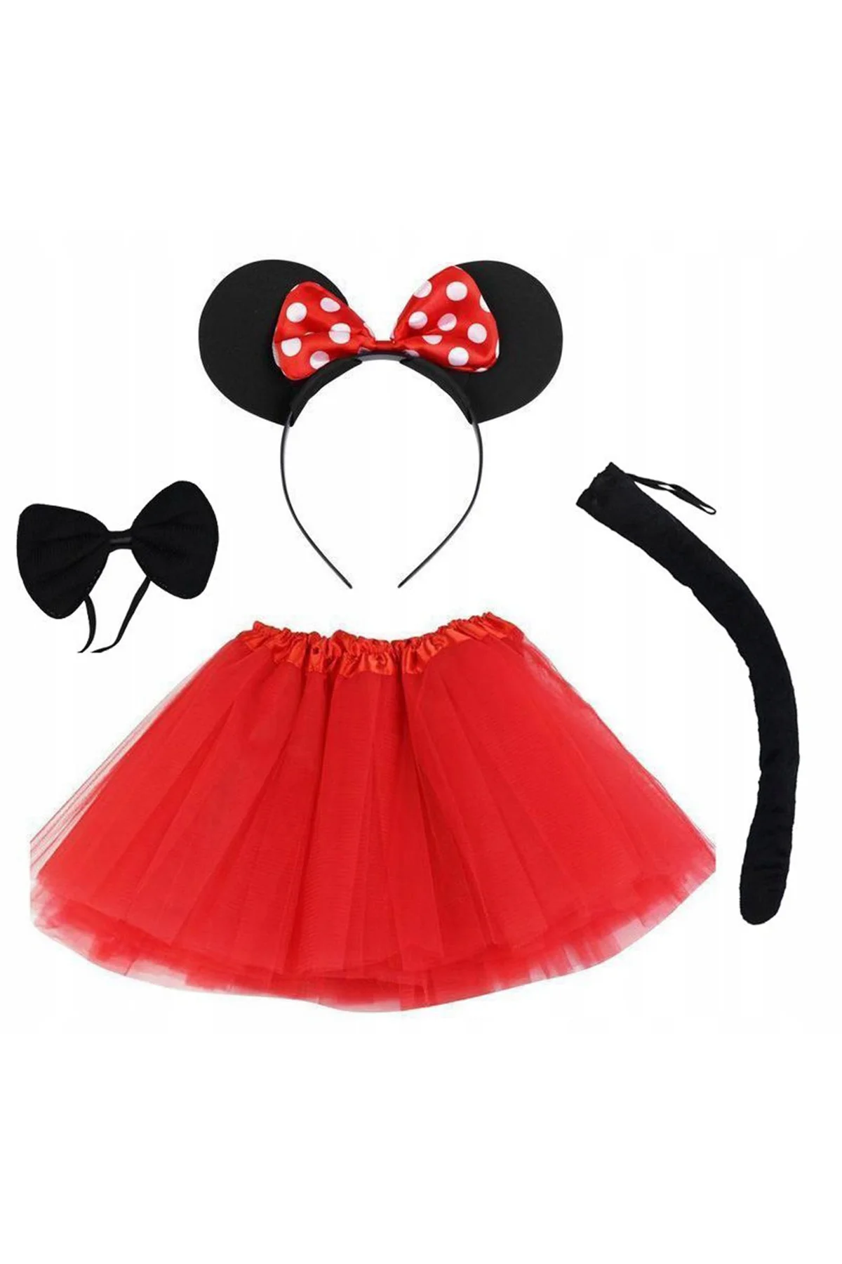 Minnie Mouse Kostüm Seti Etek Taç Kuyruk Papyon Gösteri Seti (4741) - Just Cheap Store Görsel 2