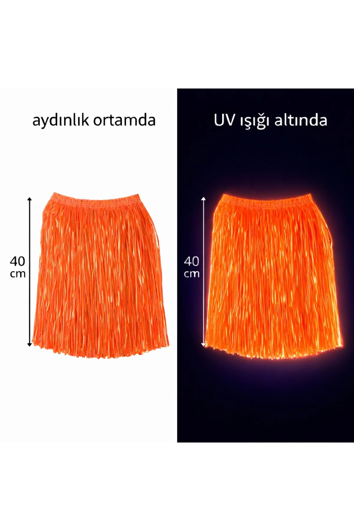 Neon Turuncu Hawaii Parti Eteği 40 cm (4741)