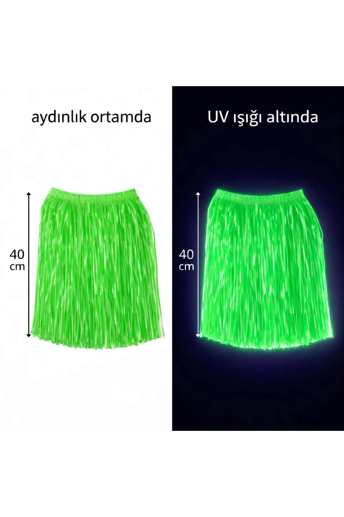Neon Yeşil Hawaii Parti Eteği 40 cm (4741)