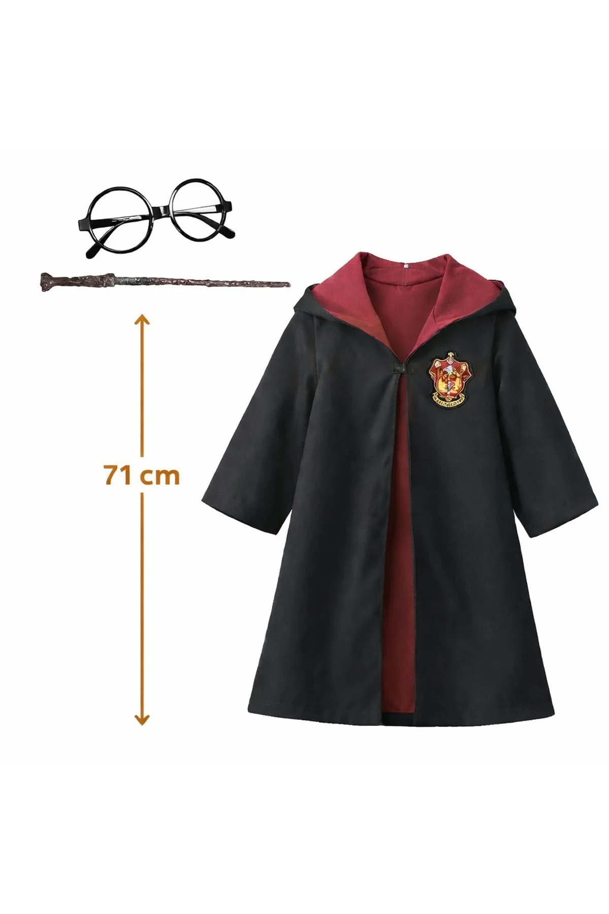Harry Potter Çocuk Bebek Kostüm Seti – Asa Gözlük Pelerin 71 cm (2-4 Yaş) (4741) - Just Cheap Store Görsel 2