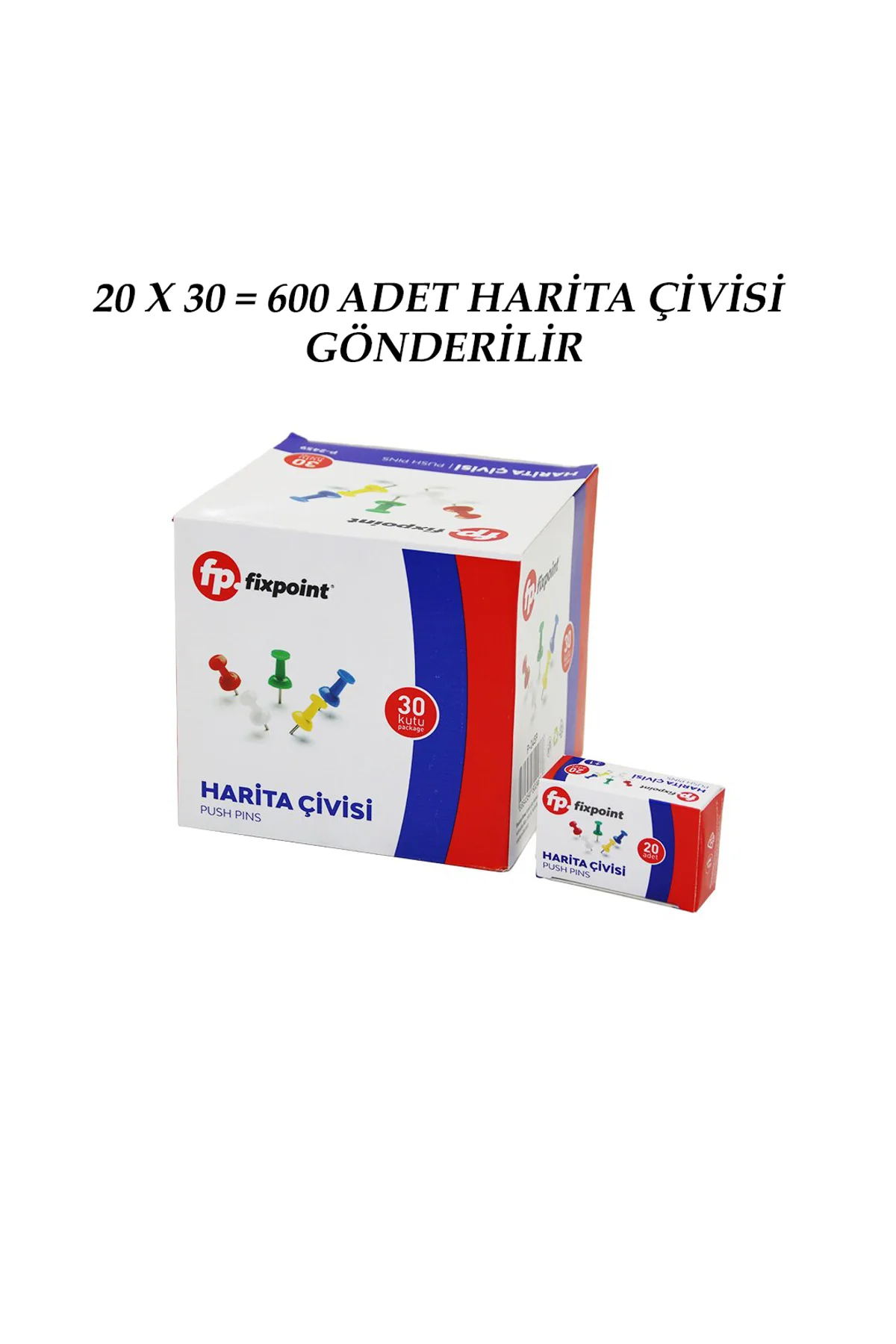 600 ADET HARİTA ÇİVİSİ RENKLİ = 20PCS X 30 (4741) - Just Cheap Store Görsel 2