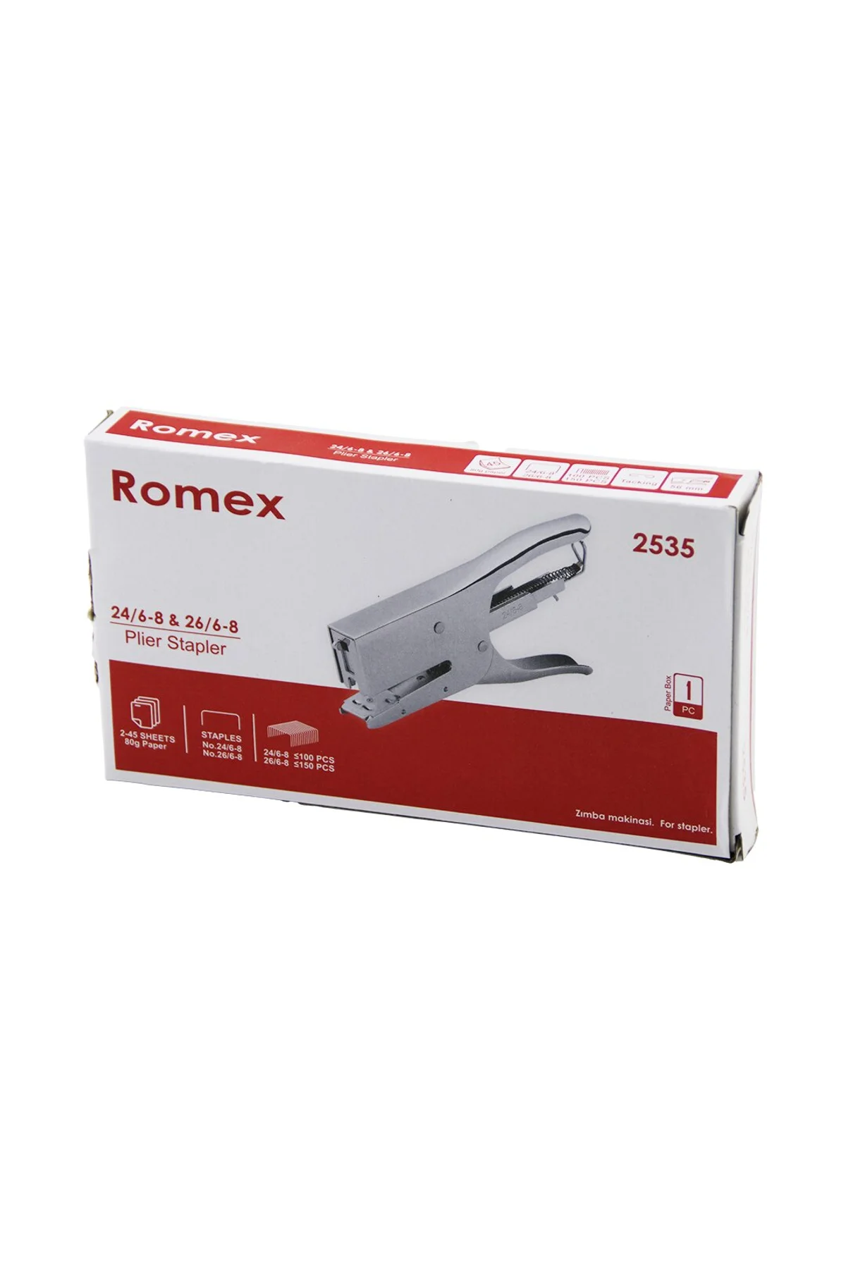 PENSE MODEL ÇELİK ZIMBA MAKİNESİ 24 /6-8 - 26 /6-8 56MM 100-150PCS TEL HAZNE 2-45 SAYFA= 80GR (4741)