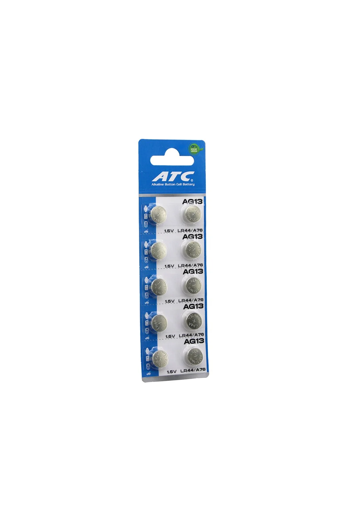 ATC ALKALİNE BUTTON BATTERY AG13 LR-44/A76 DÜĞME PİL ALKALİN 1.5V 10LU KART (4741)