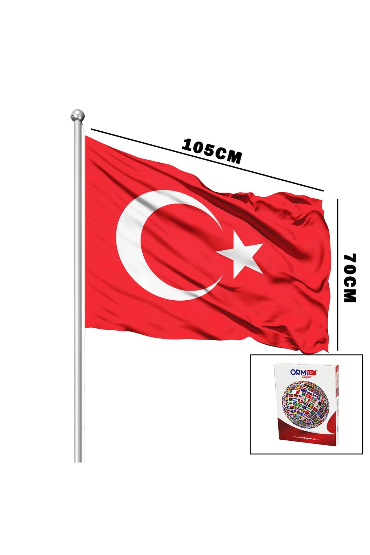 TÜRK BAYRAĞI ALPAKA KUMAŞ 70X105CM