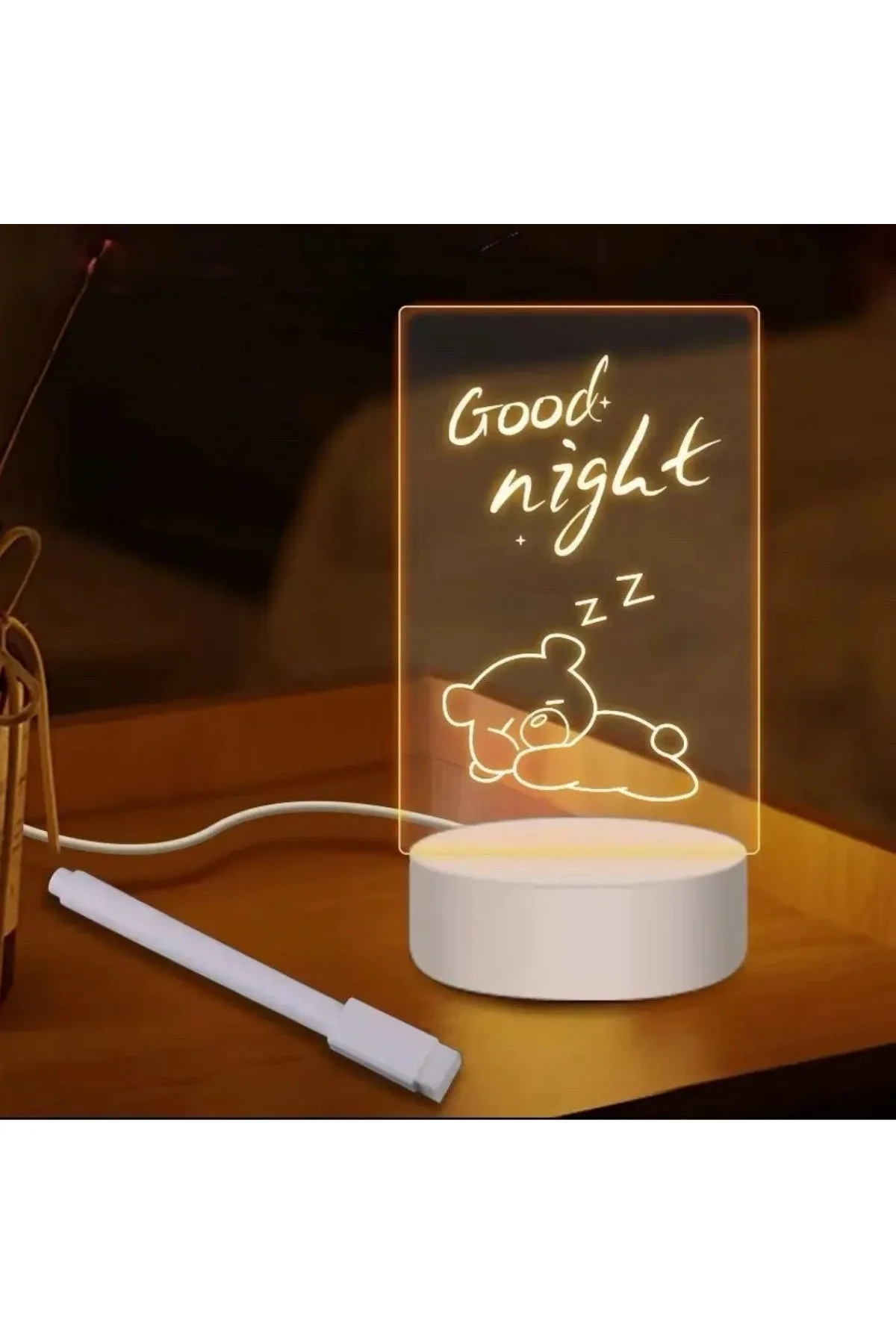 USB Kablolu Işıklı Kendiliğinden Beyaz Kalemli-Silgili Kreatif 3D Görselleştirme LED Lambası (4741) - Just Cheap Store Görsel 2