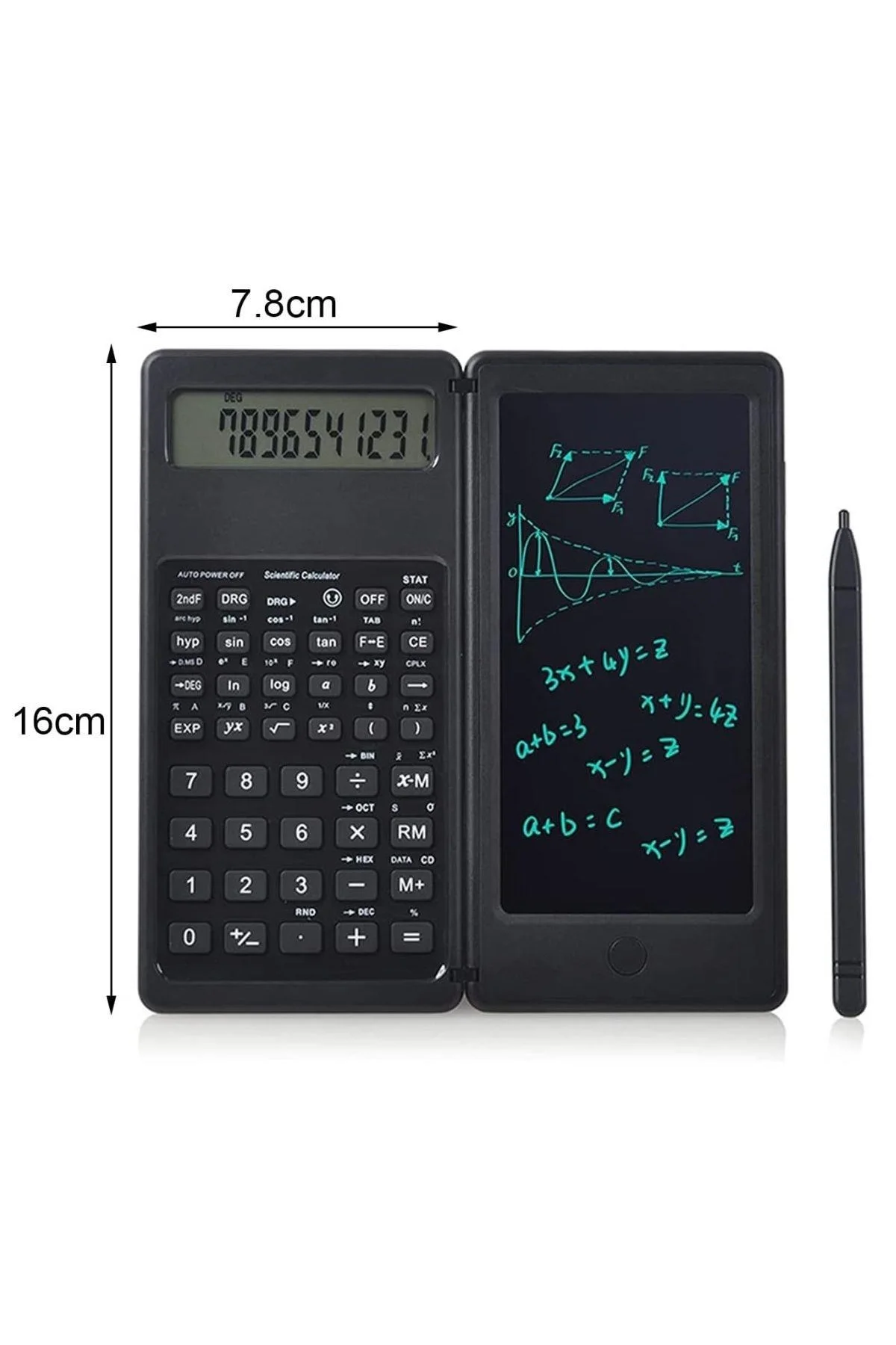 Silinebilir LCD Yazı Tabletli,Kalemli Katlanabilir Bilimsel Hesap Makinesi - Just Cheap Store Görsel 4