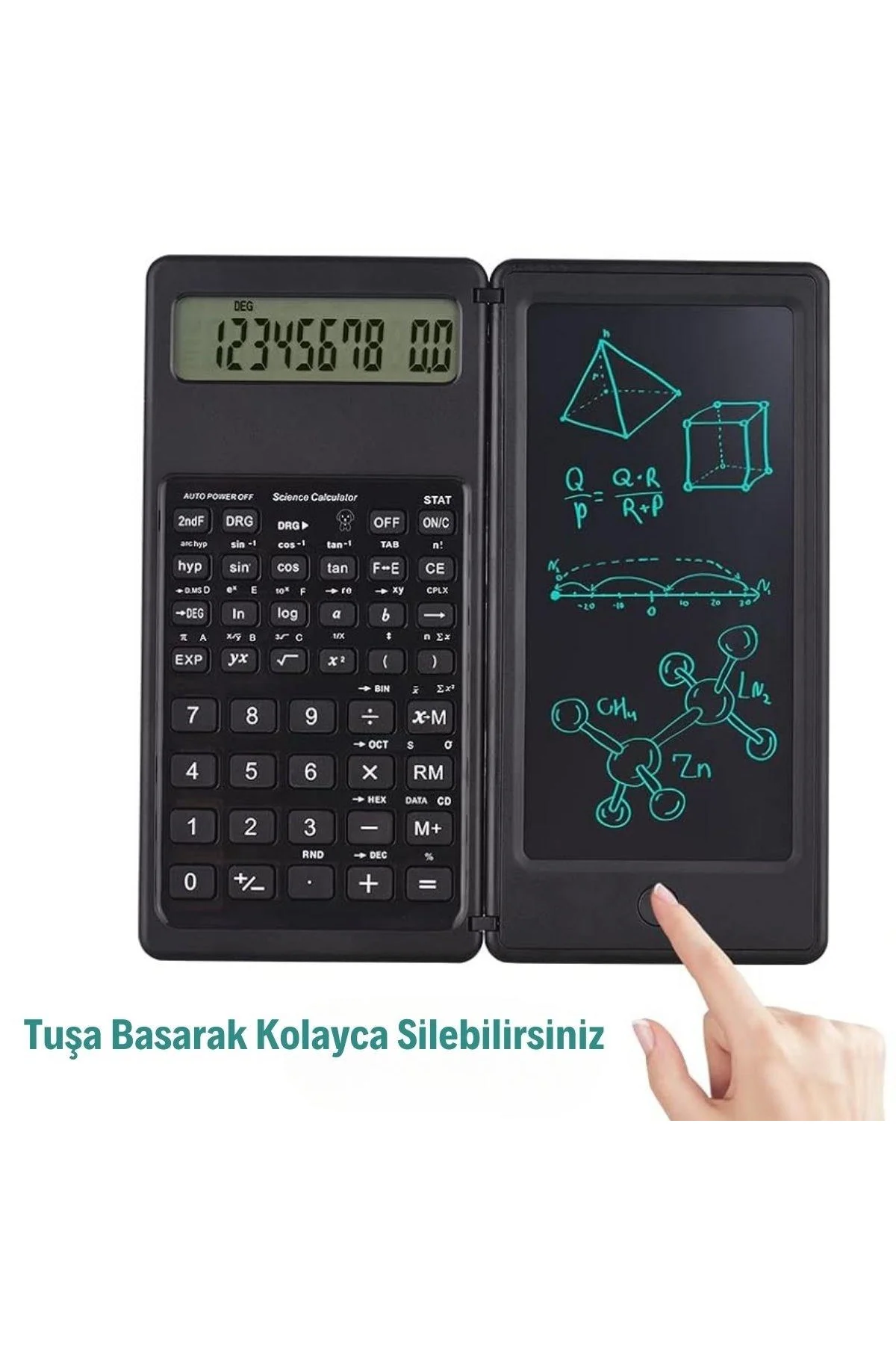 Silinebilir LCD Yazı Tabletli,Kalemli Katlanabilir Bilimsel Hesap Makinesi - Just Cheap Store Görsel 5