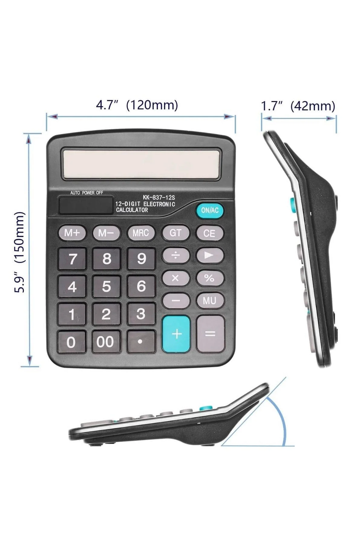Standart Fonksiyonlu 12 Haneli Geniş LCD Ekran,Pill Masaüstü Hesap Makinesi (4741) - Just Cheap Store Görsel 5