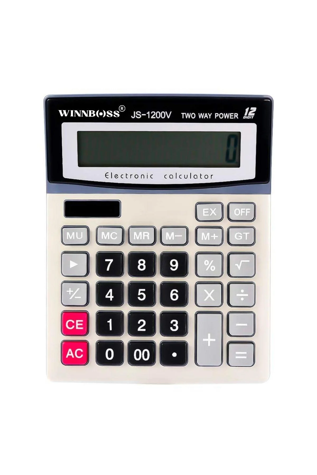12 Haneli Geniş LCD Ekran, Pilli Büyük Düğmeli Hesap Makinesi (4741)