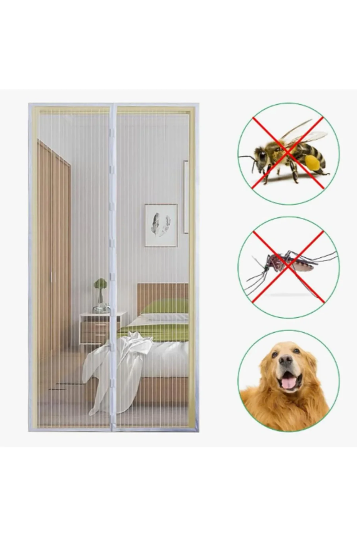Mıknatıslı Kapı Sinekliği Tül Perde 105 x 210 cm (4741) - Just Cheap Store Görsel 3