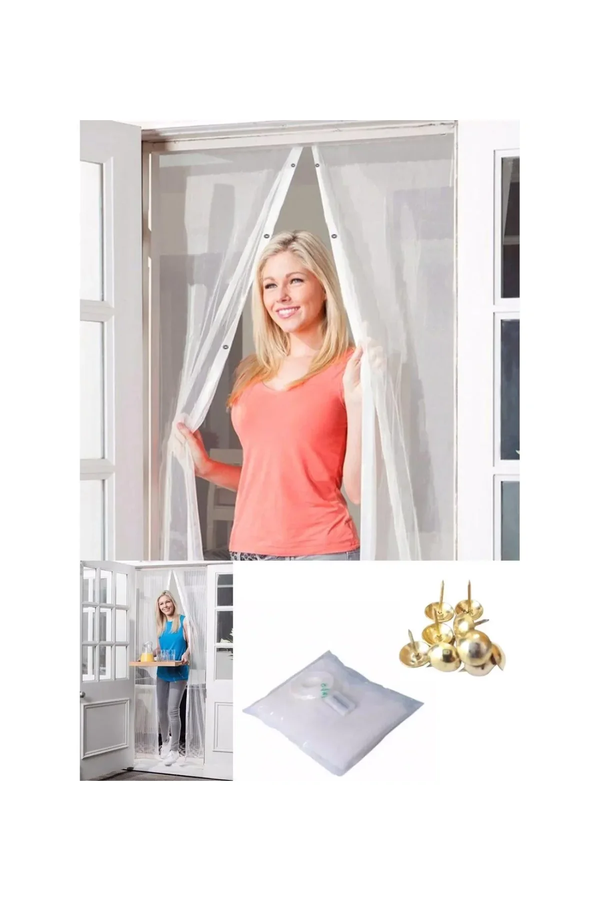 Mıknatıslı Kapı Sinekliği Tül Perde 105 x 210 cm (4741) - Just Cheap Store Görsel 2