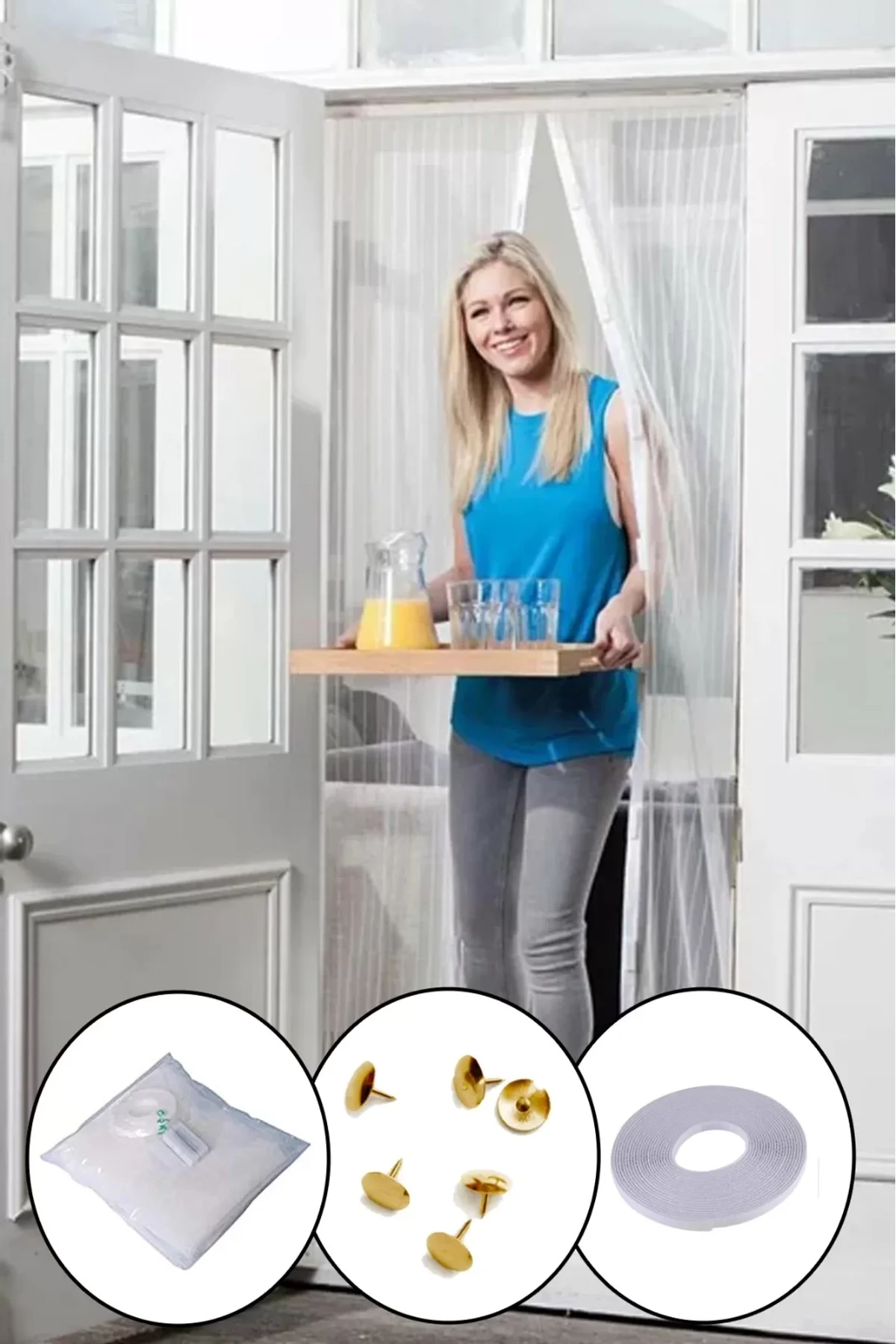 Mıknatıslı Kapı Sinekliği Tül Perde 105 x 210 cm (4741)