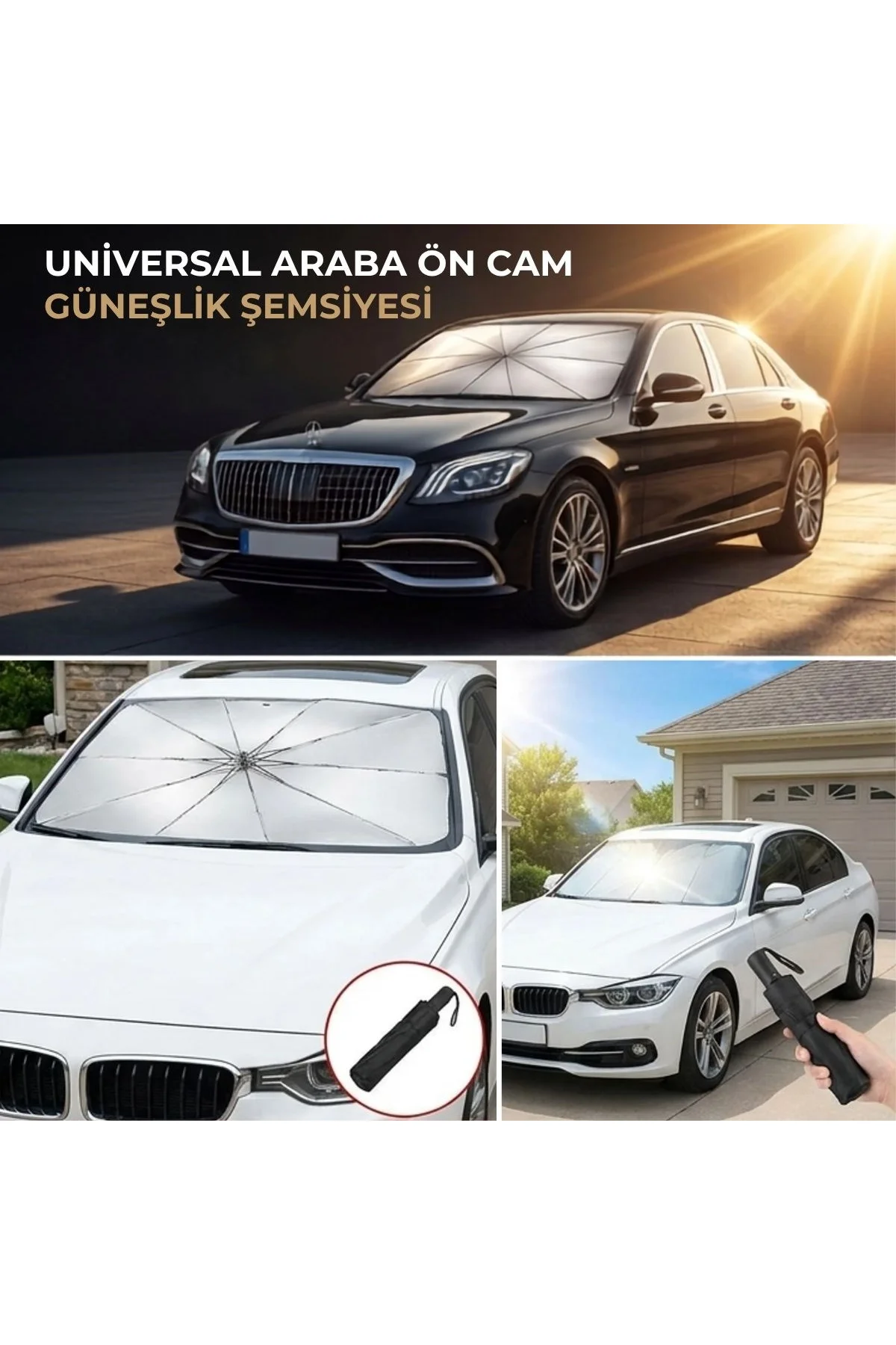 Premium Katlanabilir Araç Ön Cam Güneşliği – Şemsiye Tipi Oto Güneşlik, UV Korumalı Isı Yalıtımlı Ön - Just Cheap Store Görsel 2