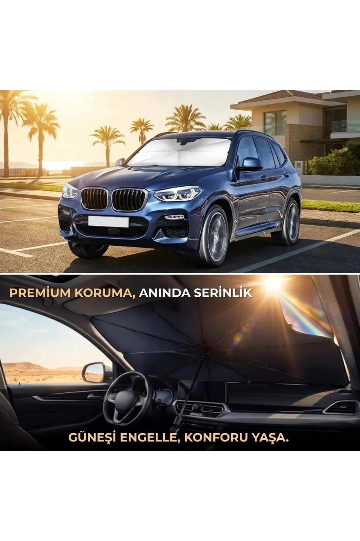 Premium Katlanabilir Araç Ön Cam Güneşliği – Şemsiye Tipi Oto Güneşlik, UV Korumalı Isı Yalıtımlı Ön - Just Cheap Store Görsel 4