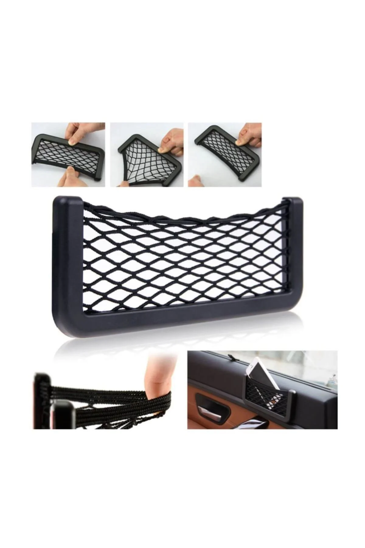 Araç İçi Fileli Pratik Göz Telefon İçin Yapışkanlı Fileli Ceplik (4741) - Just Cheap Store Görsel 5