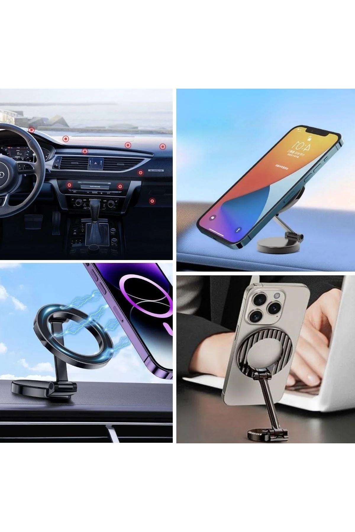 Tüm Telefonlarla Uyumlu Manyetik Araç Telefonu Tutacağı Katlanır 360 Derece Dönen Telefon Standı - Just Cheap Store Görsel 3