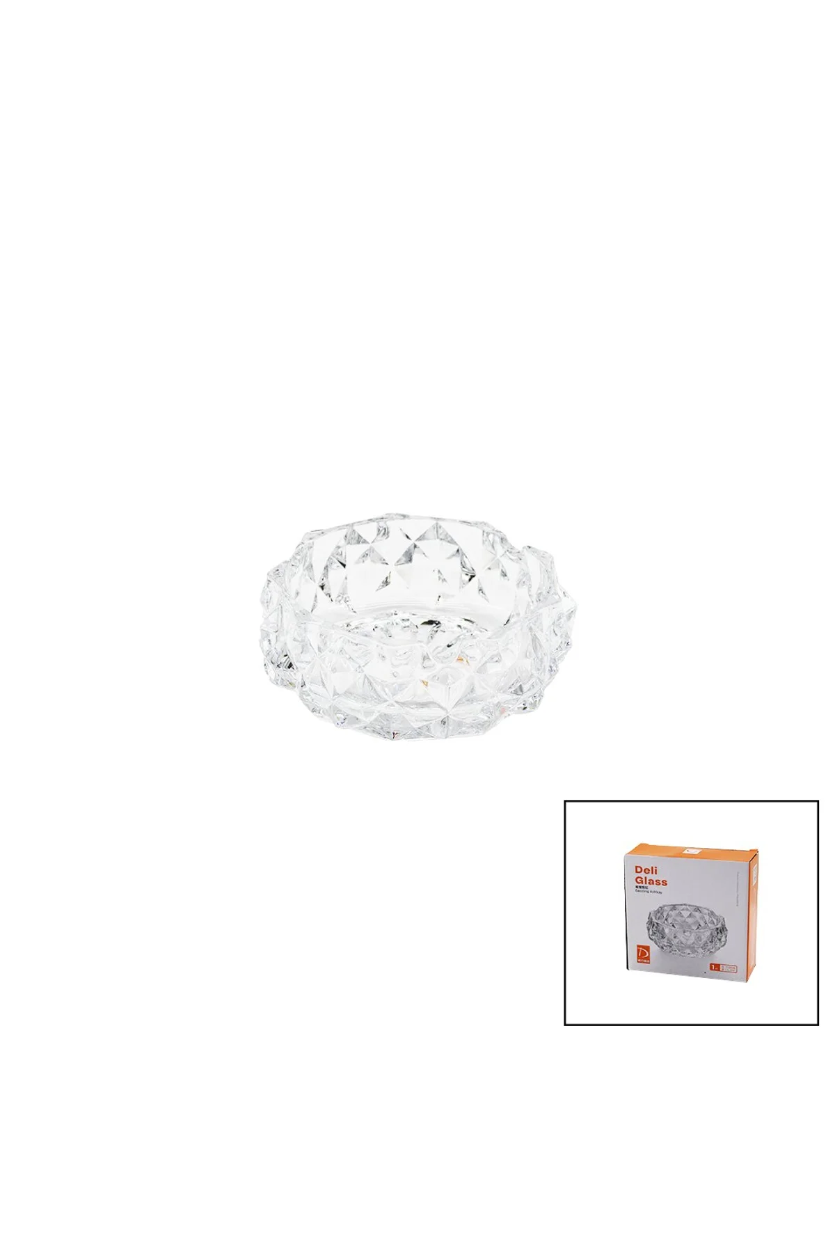 KÜÇÜK CAM - DIAMOND KRİSTAL ŞEKİL YUVARLAK KÜLLÜK ÇAP: 11.2CM - D: 4.4CM (4741)