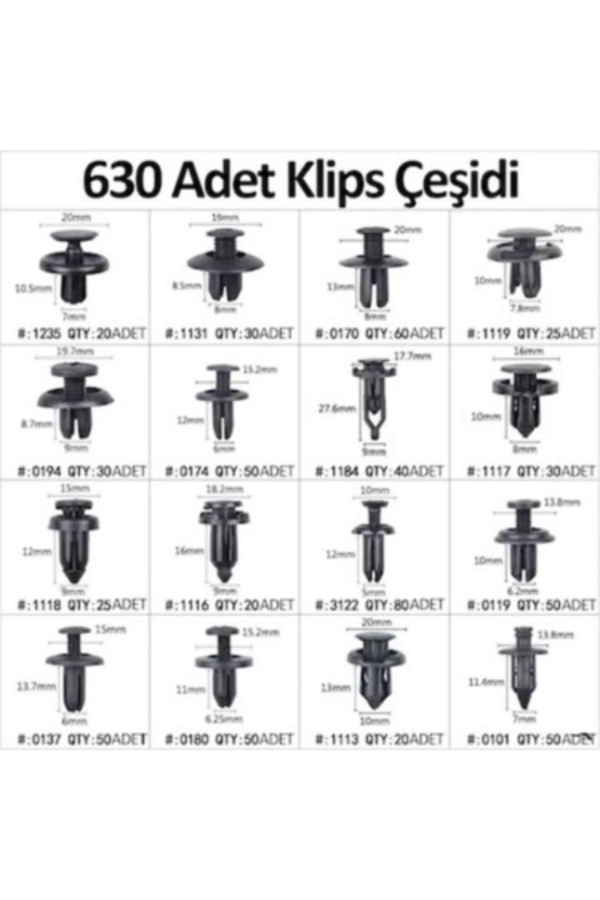 630 Adet Trim Klips Seti – Oto Panel, Kapı Döşeme, Tampon ve Pervaz İçin Evrensel Raptiye Bağlantı E - Just Cheap Store Görsel 5