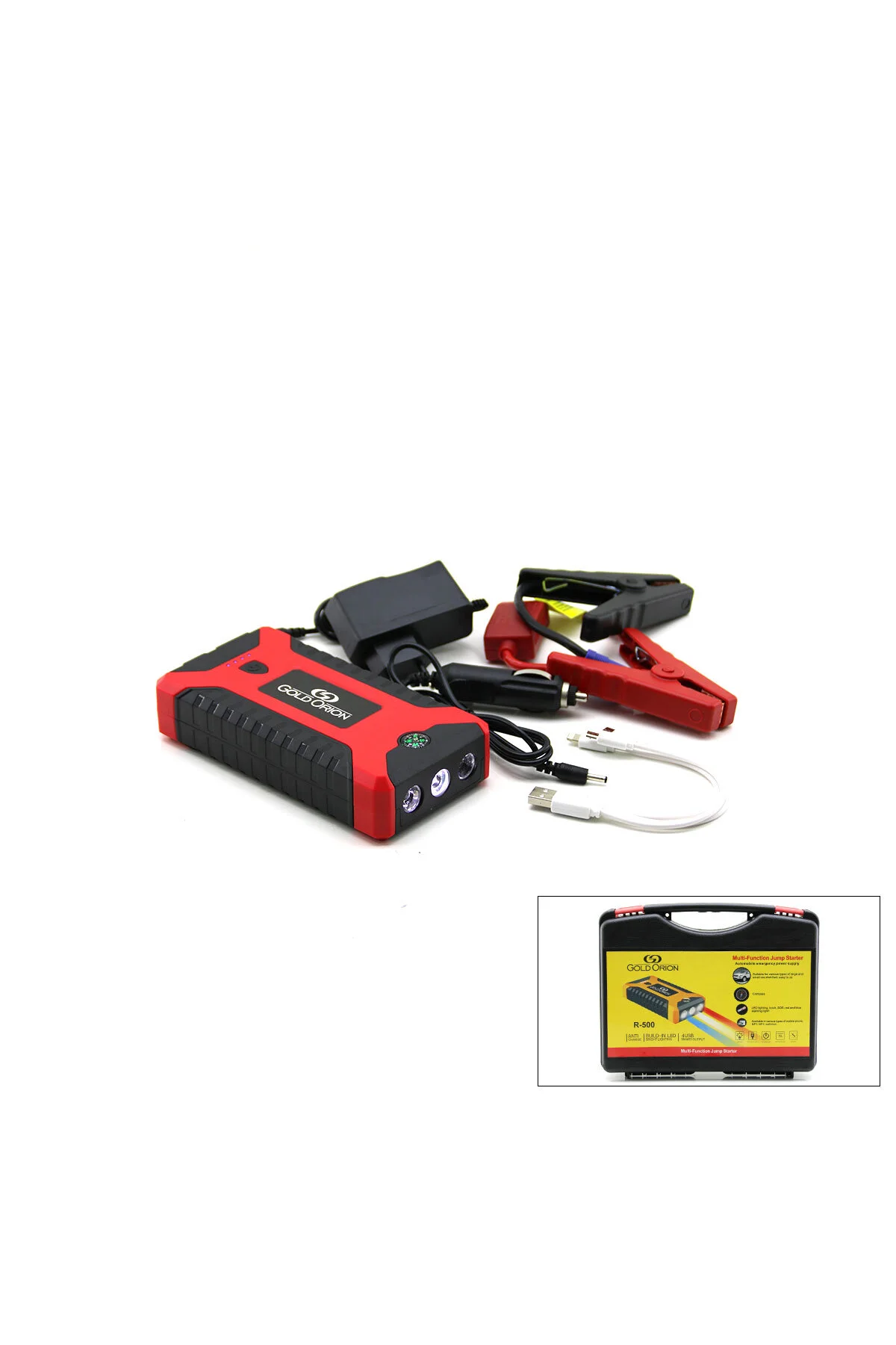 ÇOK FONKSİYONLU ATO - ARAÇ TAKVİYE SET TAŞINABİLİR 4 USB ÇIKIŞLI POWERBANK ÖZELLİK - FENER - COB - P