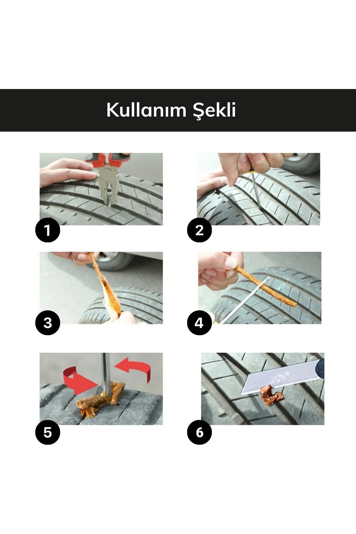 6 Parça Araba Motosiklet Otomobil Bisiklet Lastik Tamir Kiti Araç Bakım Seti (4741) - Just Cheap Store Görsel 5