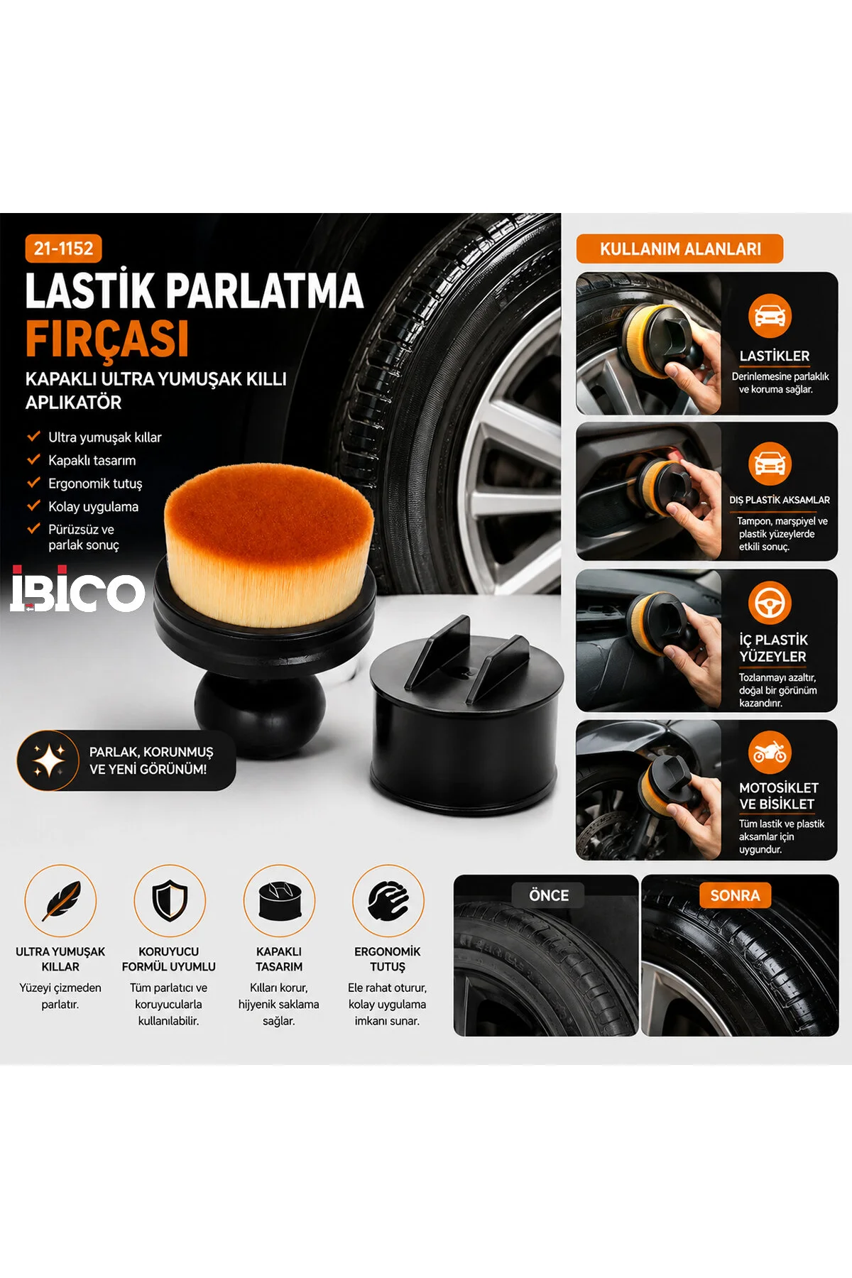 10 ADET ÇOK AMAÇLI OTO - ARAÇ TOZ ALMA FIRÇA YUVARLAK KAPAKLI (4741) - Just Cheap Store Görsel 2