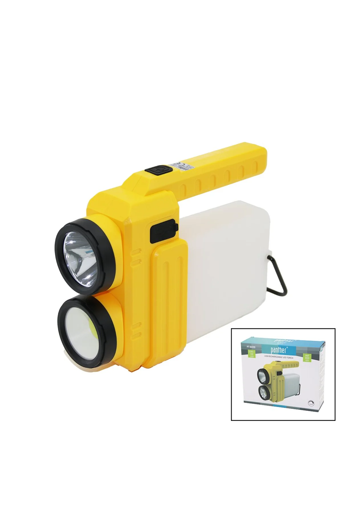 3İN 13W+COB LED+360°SMDEL FENERİ USB ŞARJ POWERBANK 1500LM IŞIK AYARI GÜN IŞIK - BEYAZ METAL ASKI+B4