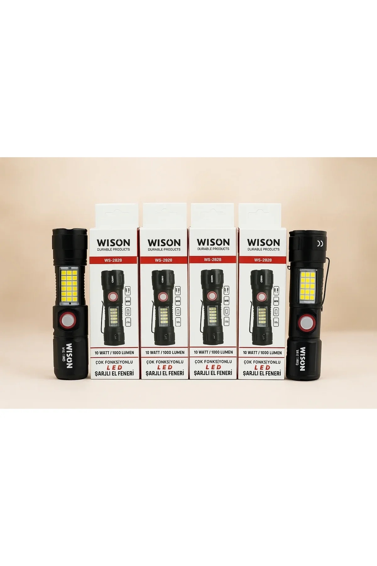 WS-2828 Ultra USB Şarjlı Polis El Feneri, Bekçi, Asker El Feneri Kırmızı Mavi Çakarlı 1000 Lümen (47 - Just Cheap Store Görsel 5