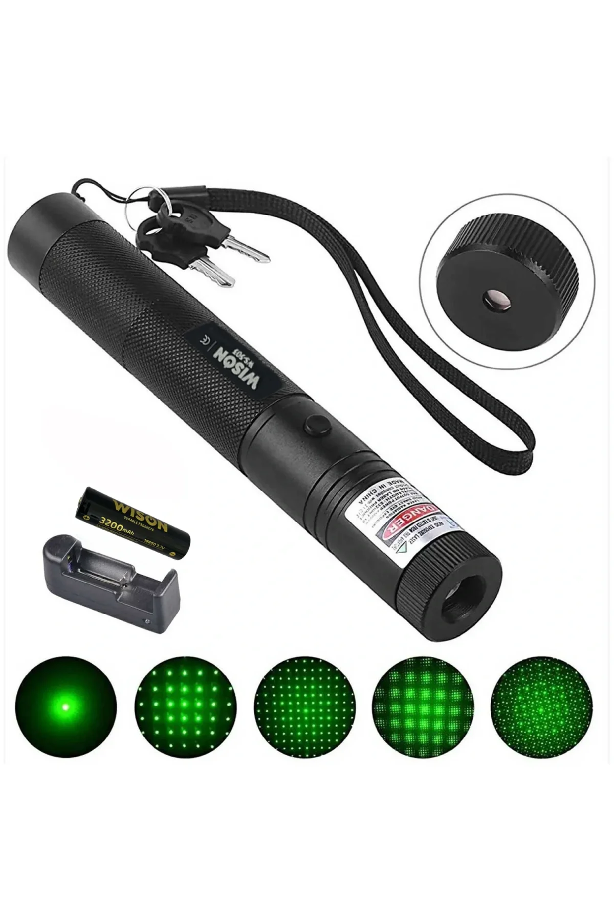 Wison WS-503 100MW 3.7V 3200 mAh Desen Başlıklı Şarjlı Yeşil Lazer Pointer (4741) - Just Cheap Store Görsel 3